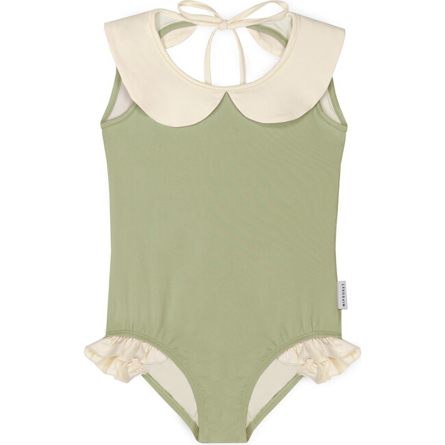 Luna Collared Swimsuit, Green - One Pieces - 1