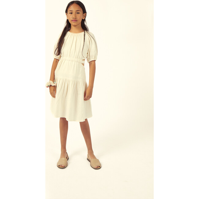 Marine Muslin Cut Out Dress, Ecru - Dresses - 4