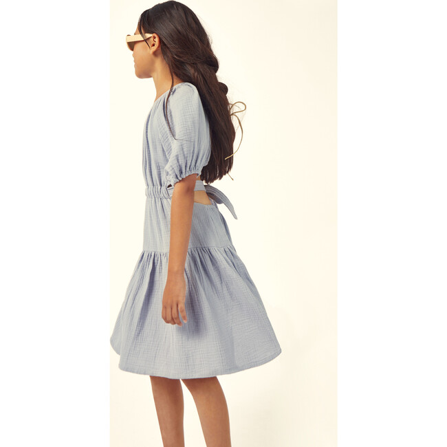 Marine Muslin Cut Out Dress, Artic Blue - Dresses - 4