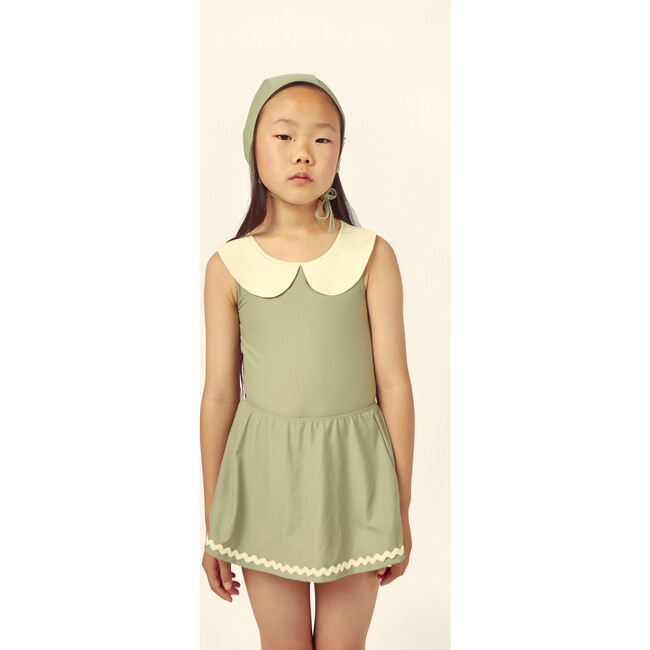 Luna Collared Swimsuit, Green - One Pieces - 4