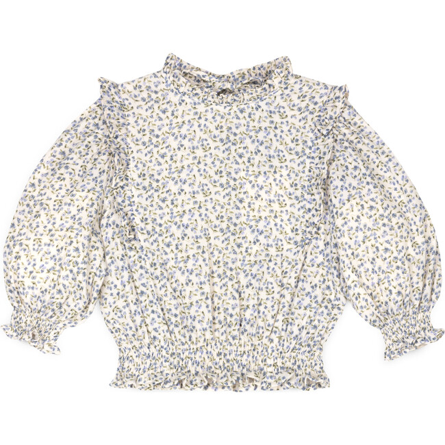 Diana Muslin Blouse, Cream/Blue - Blouses - 1