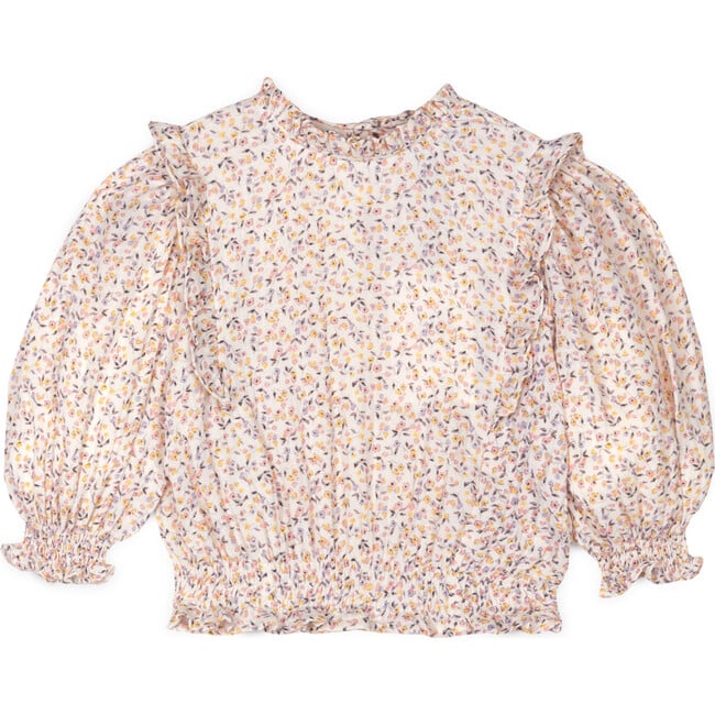 Diana Muslin Blouse, Cream/Pink - Blouses - 1