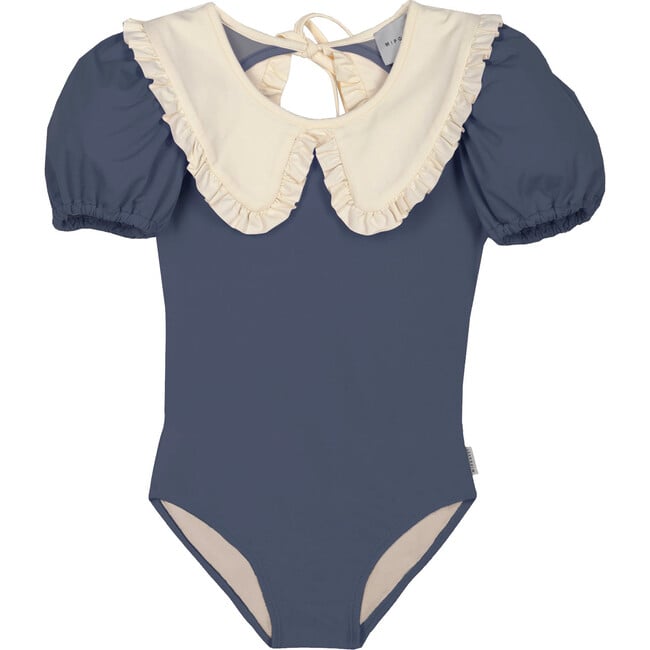 Daniela Collared Swimsuit, Navy - One Pieces - 1