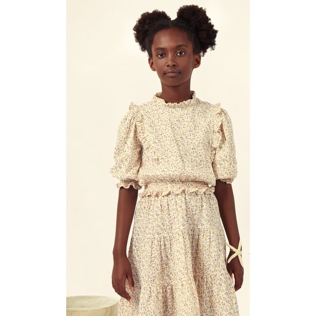 Diana Muslin Blouse, Cream/Pink - Blouses - 2