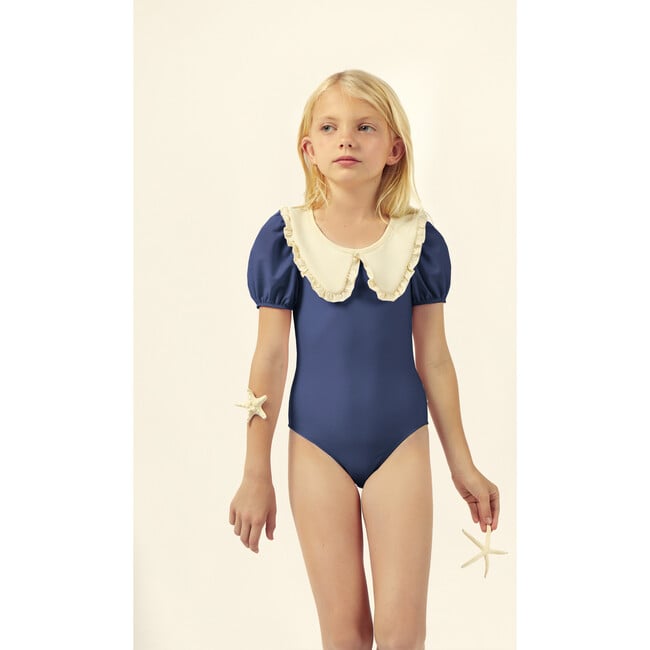 Daniela Collared Swimsuit, Navy - One Pieces - 2