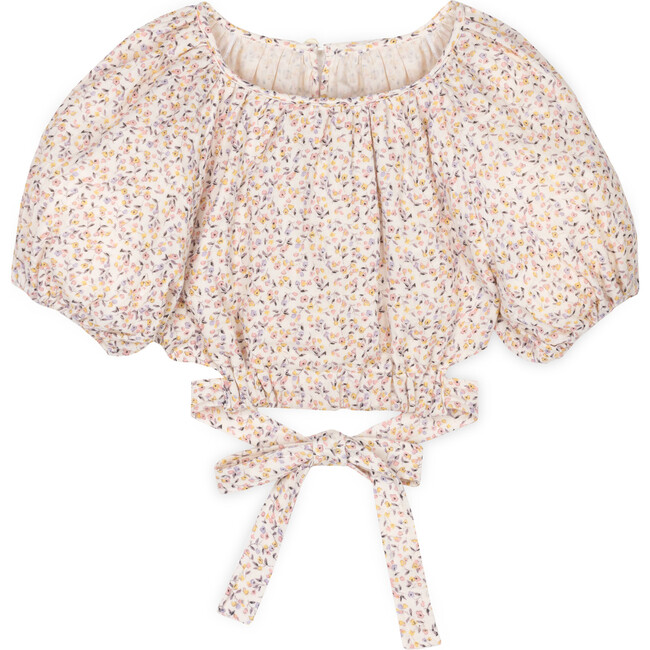 Diana Muslin Top, Cream/Pink - Blouses - 1