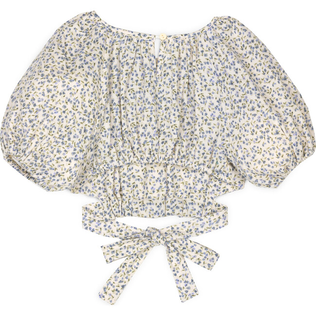 Diana Muslin Top, Cream/Blue - Blouses - 2