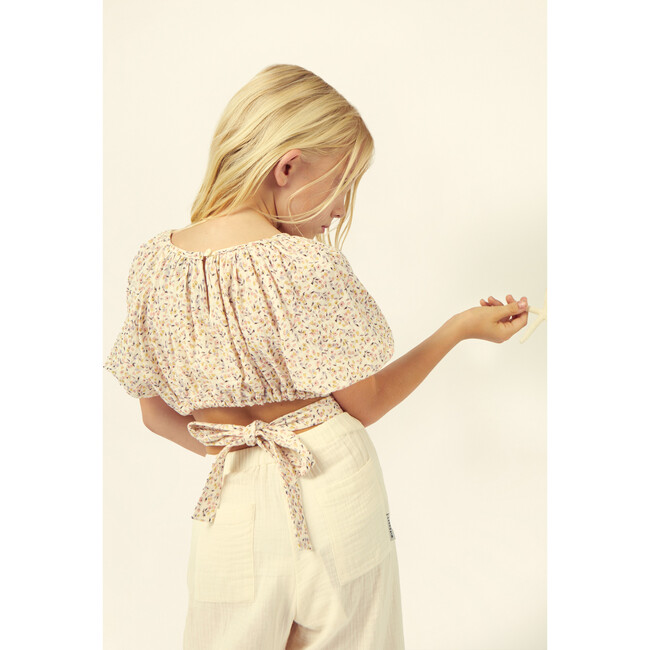 Diana Muslin Top, Cream/Pink - Blouses - 3