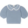 Carola Collared Openwork Sweater Blue - Sweaters - 1 - thumbnail