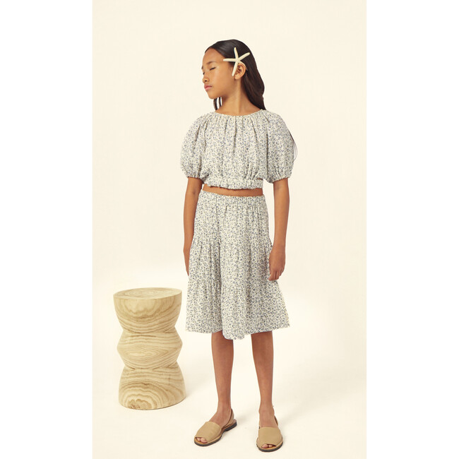 Diana Muslin Top, Cream/Blue - Blouses - 4