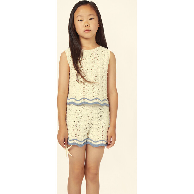 Claudia Cotton Openwork Short Ecru/Blue - Shorts - 3