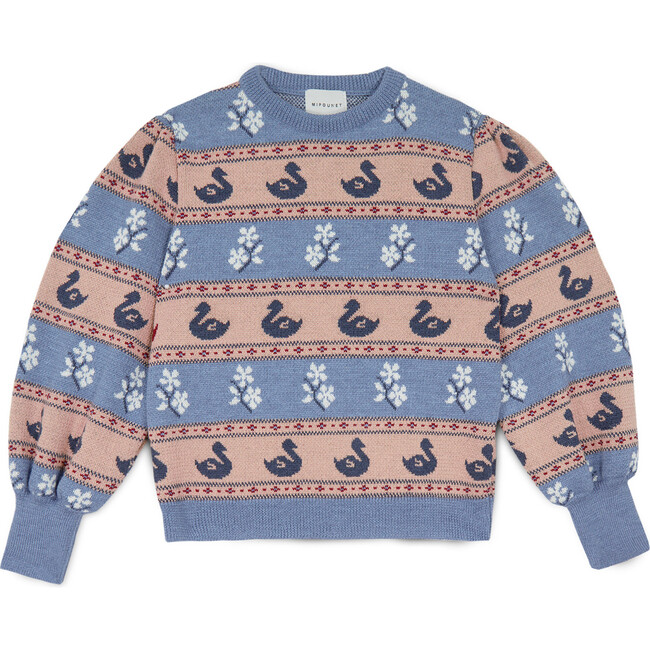 Swan Sweater, Light Blue/Faded Rose