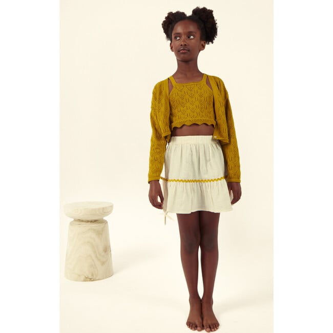Althea Muslin Skirt, Ecru/Ochre - Skirts - 2