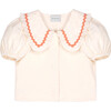Althea Muslin Blouse, Ecru/Salmon - Blouses - 1 - thumbnail