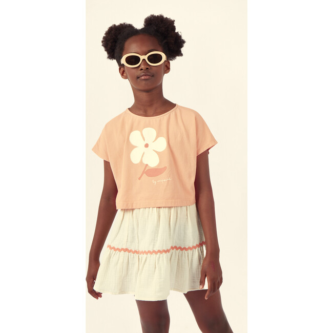 Althea Muslin Skirt, Ecru/Salmon - Skirts - 3