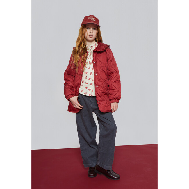 Olivia Collared Coat, Rio Red