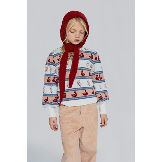 Swan Sweater, Ecru/Nude Pink - Sweaters - 3