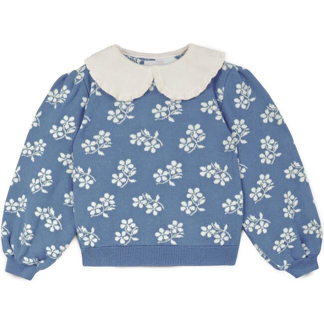 Lila Flower Sweater, Light Blue