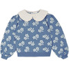 Lila Flower Sweater, Light Blue - Sweaters - 1 - thumbnail