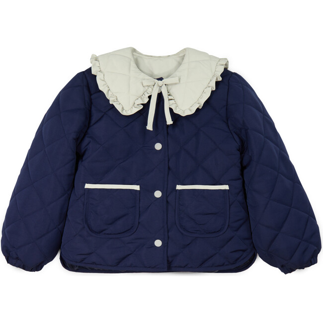Giulia Collared Jacket, Blue/Ecru
