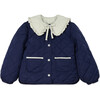 Giulia Collared Jacket, Blue/Ecru - Jackets - 1 - thumbnail