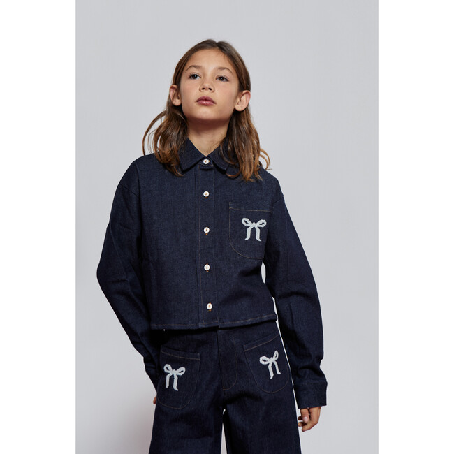 Mariane Denim Shirt, Dark Blue - Blouses - 3