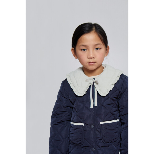 Giulia Collared Jacket, Blue/Ecru