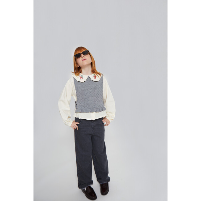 Felicia Flower Blouse, Ecru - Blouses - 3