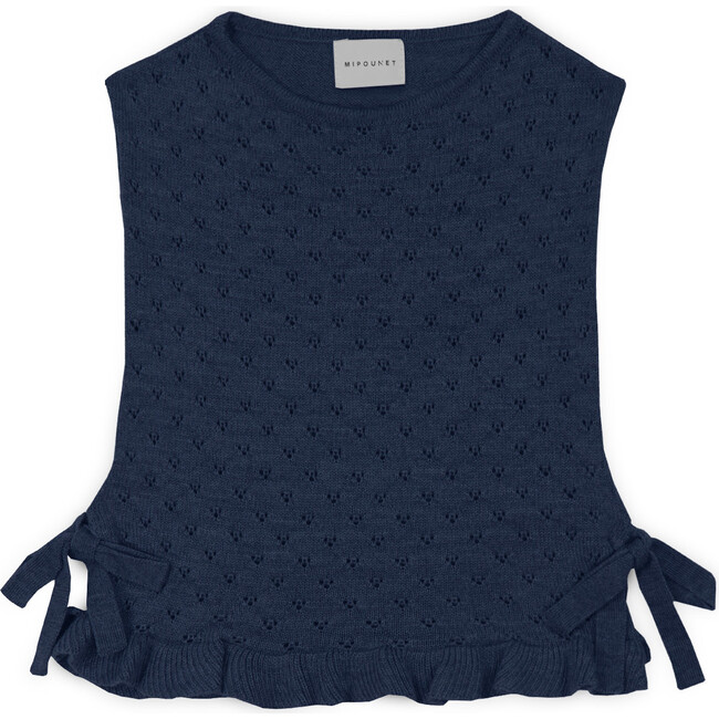 Maca Openwork Waistcoat, Dark Blue