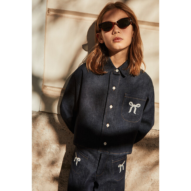 Mariane Denim Shirt, Dark Blue - Blouses - 4