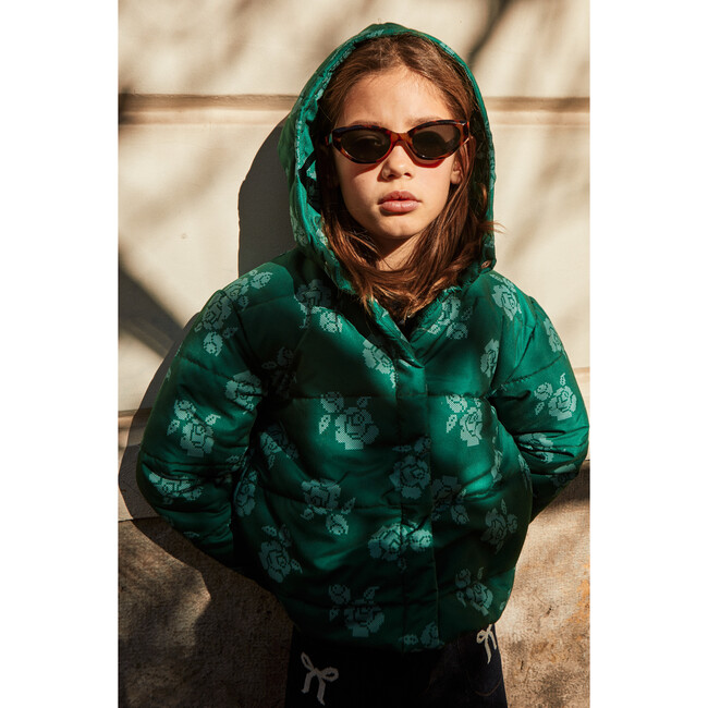 Gaia Flower Jacket, Emerald Green - Jackets - 4