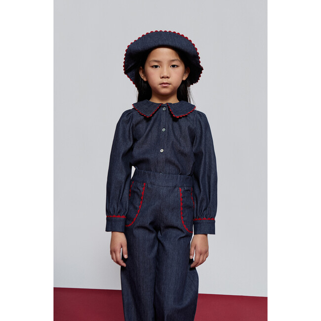 Cecilia Denim Blouse, Blue - Blouses - 3