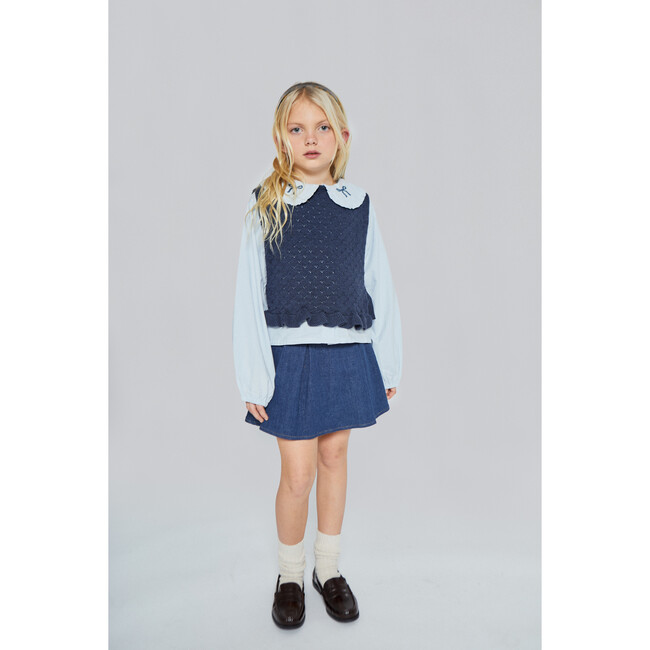 Maca Openwork Waistcoat, Dark Blue - Vests - 3