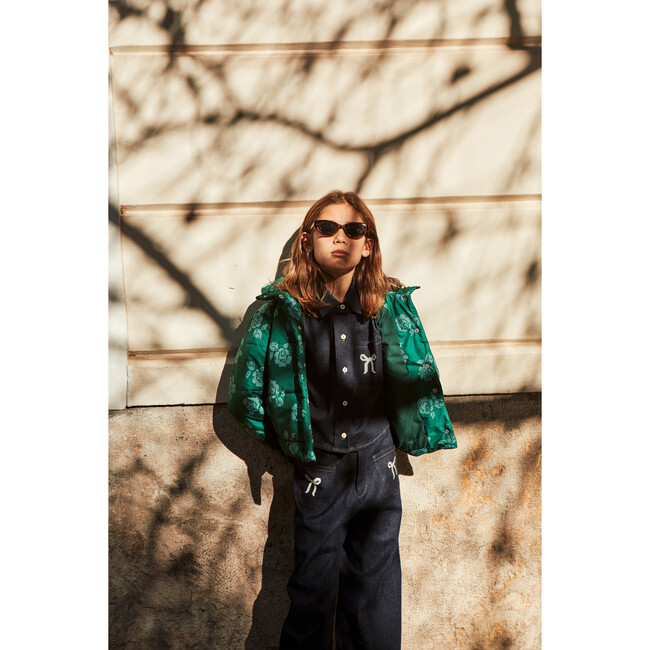 Gaia Flower Jacket, Emerald Green - Jackets - 5