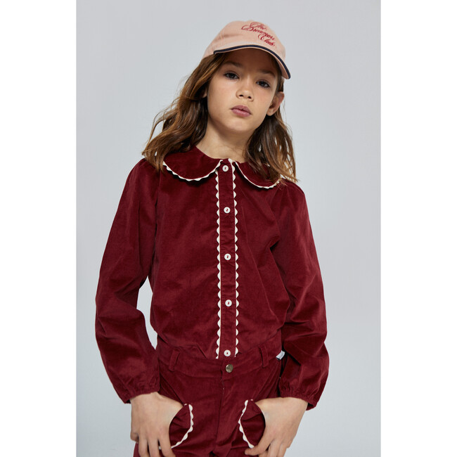 Emma Corduroy Blouse, Biking Red - Blouses - 3