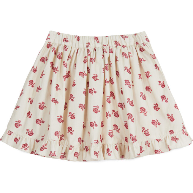 Adela Corduroy Skirt, Ecru/Rio Red