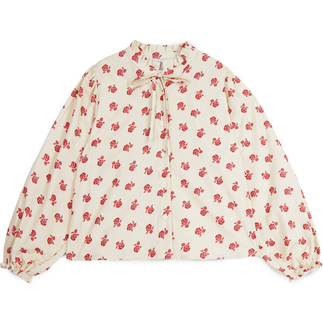 Adela Corduroy Blouse, Ecru/Rio Red