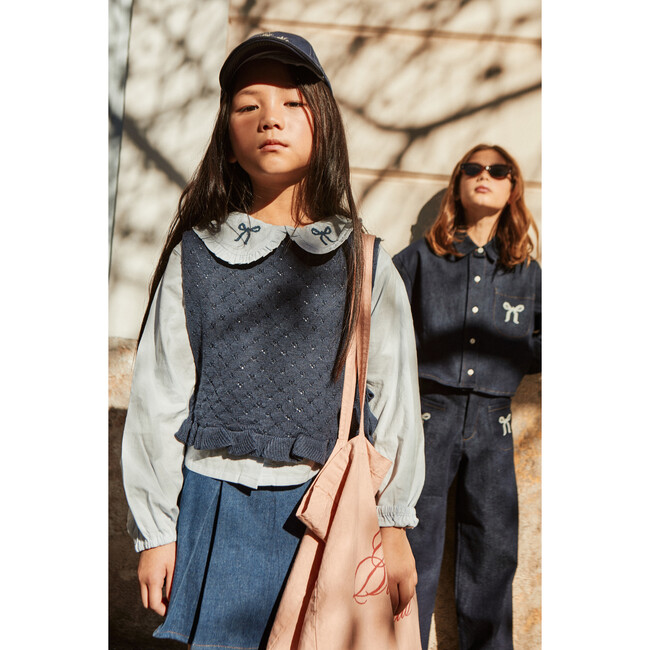 Maca Openwork Waistcoat, Dark Blue - Vests - 4