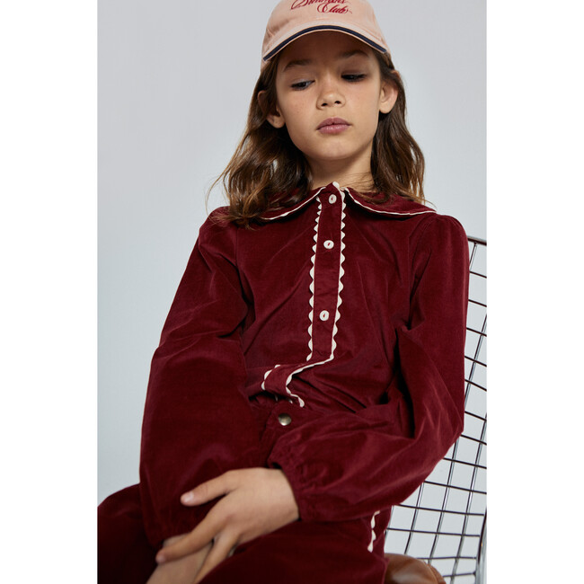 Emma Corduroy Blouse, Biking Red - Blouses - 4