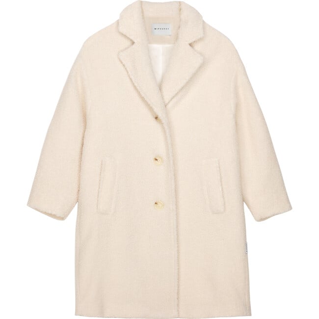 Ada Teddy Point Lapel Long Coat, Beige - Jackets - 1