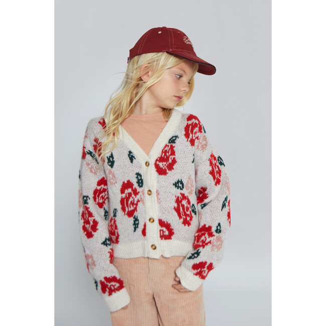 Alma Flower Sweater, Ecru/Rio Red - Sweaters - 3