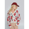 Alma Flower Sweater, Ecru/Rio Red - Sweaters - 3