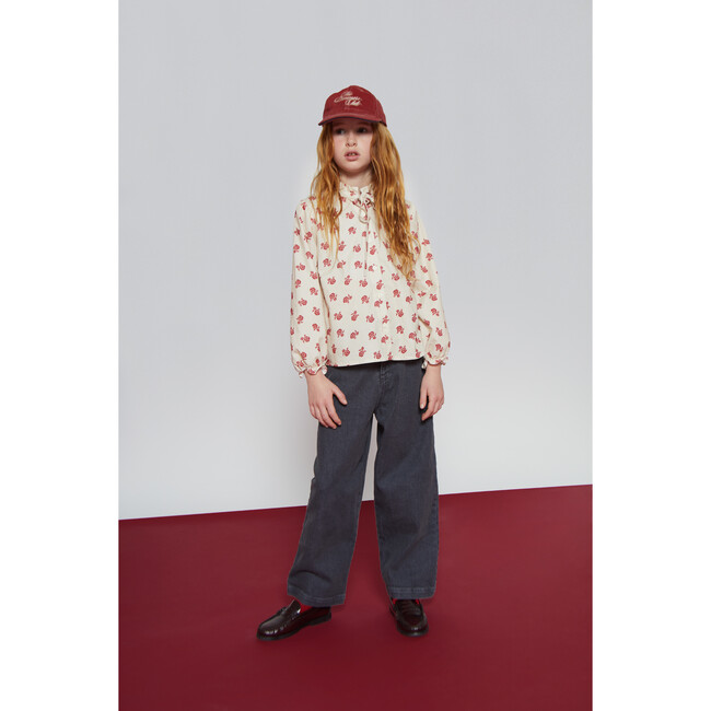 Adela Corduroy Blouse, Ecru/Rio Red - Blouses - 3