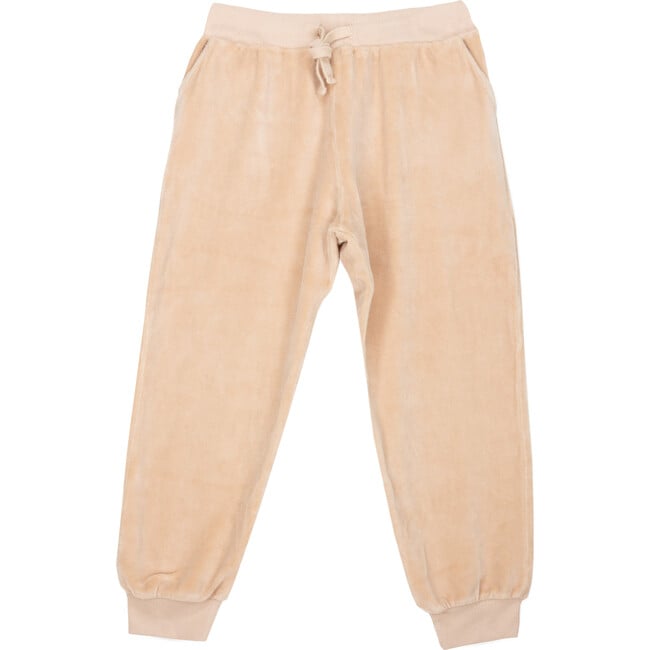 Nino Cotton Velvet Rib Trim Drawstring Pant, Beige - Sweatpants - 1