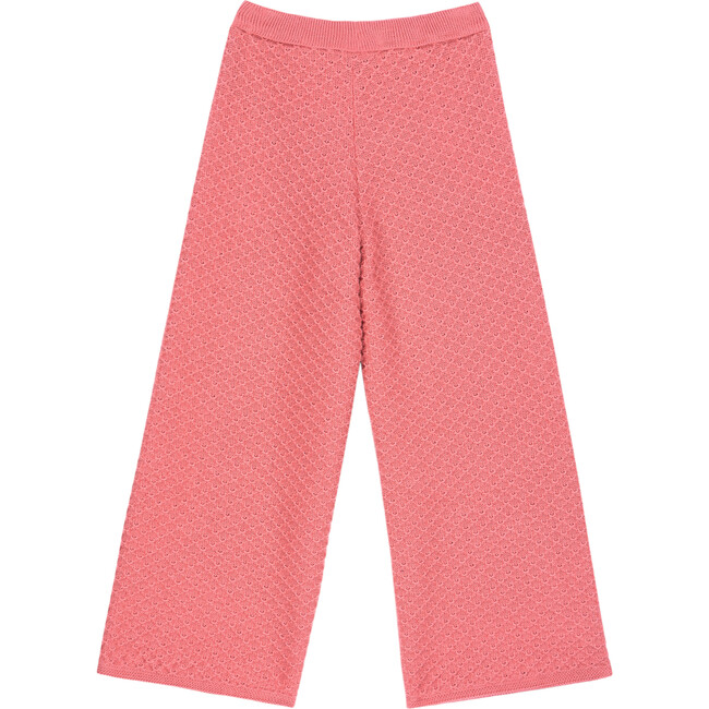 Ines Rib Trim Wide Leg Pant, Coral - Pants - 1