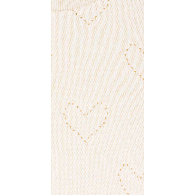 Duna Heart Crew Neck Long Puff Sleeve Sweater, Ecru - Sweaters - 3