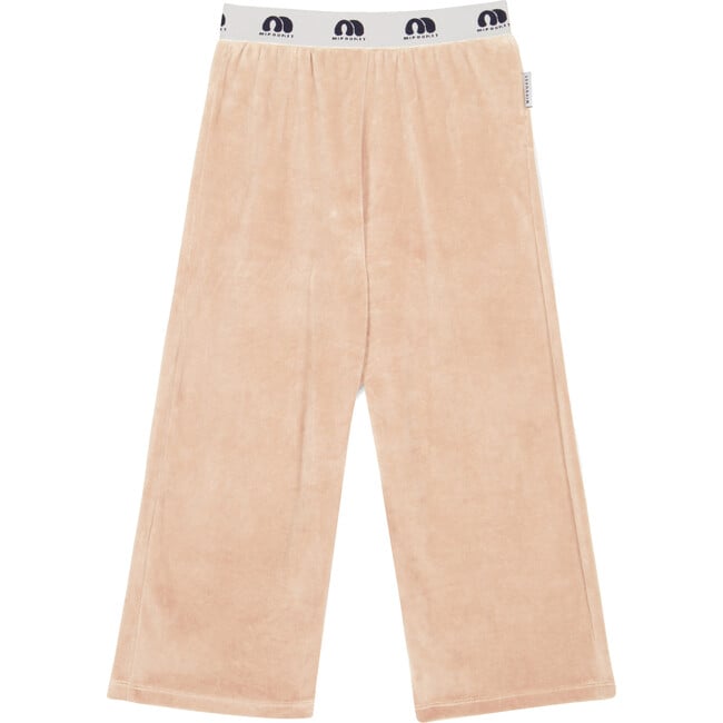 Manuela Cotton Velvet Wide Leg Pant, Beige - Sweatpants - 1