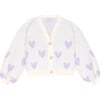 Lena Heart Motif V-Neck Dropped Shoulder Cardigan, Mauve - Cardigans - 2 - thumbnail