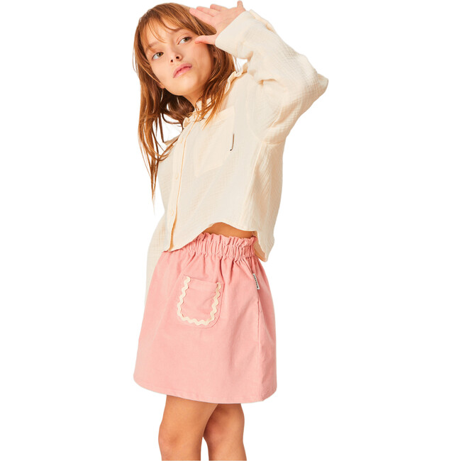 Camille Muslin Oversized Collar Long Sleeve Blouse, Beige - Blouses - 3