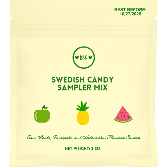 Swedish Candy Sampler Mix, Sour Apple, Pineapple, and Watermelon